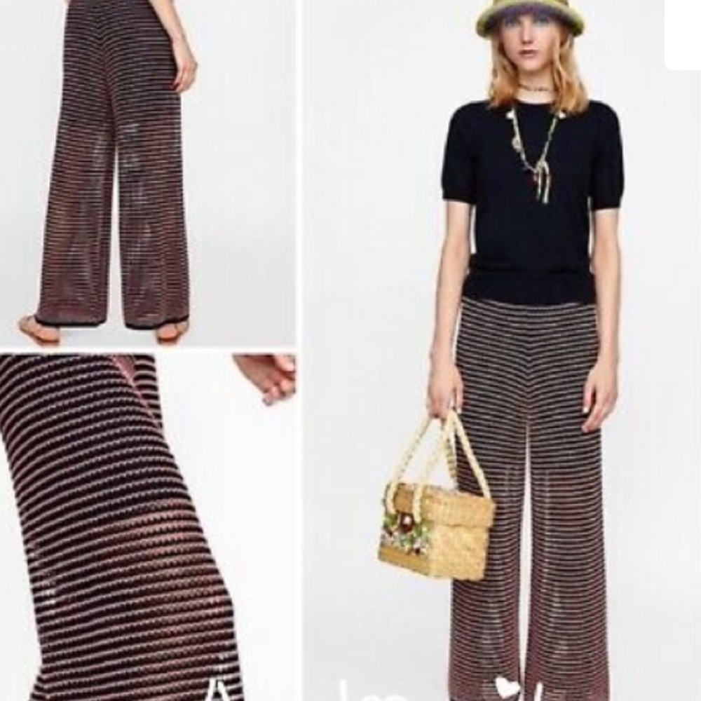 NWT Zara knit palazzo pants, trendy size S.